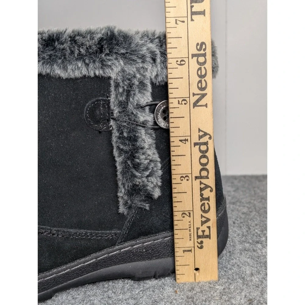 Khombu Iris Black Suede‎ Ankle Boots Womens 10M Faux Fur Lined Winter Zip